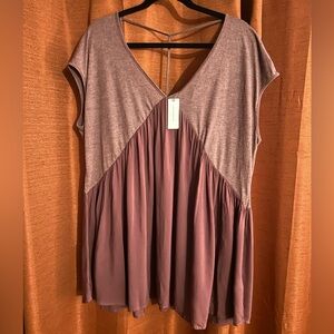 NWT Anthropologie Meadow Rue Flowy Trapeze Top Mauve Size Large